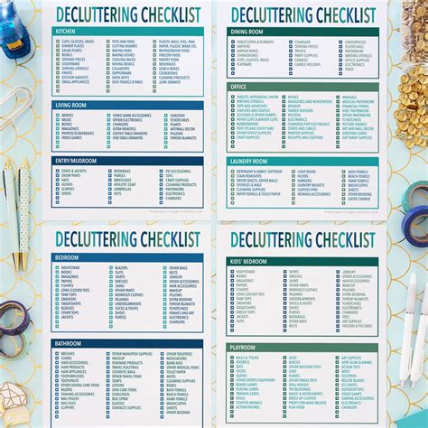 printable declutter checklist  organizing printables