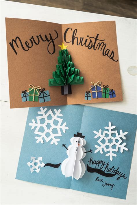diy pop  christmas cards  ways tree card snowman card