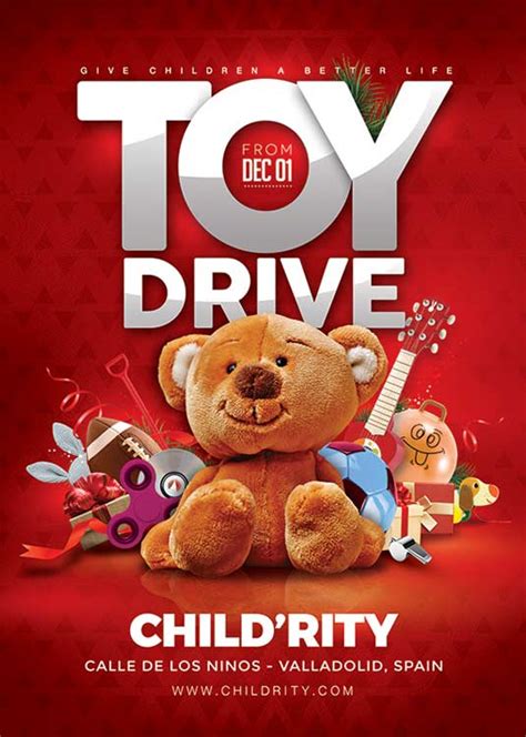 toy drive christmas flyer template nn graphic design