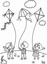 Kites Children sketch template