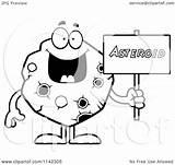 Asteroid Clipart Holding Sign Cartoon Outlined Coloring Vector Thoman Cory Royalty sketch template
