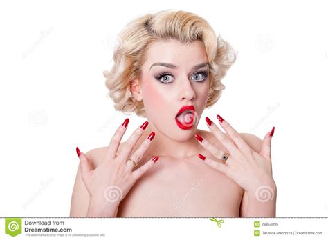 Shocked Retro Blond Beauty Stock Image Image Of Kitsch 29854899