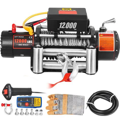 vevor 12000 lbs truck winch 85 ft electric winch steel cable 12 volt