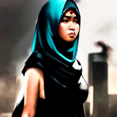 Ai That Create Images Twp Big Boobs Indonesian Girl Wearing Hijab And