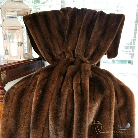 thomas collection luxury brown tissavel mink faux fur throw blanket
