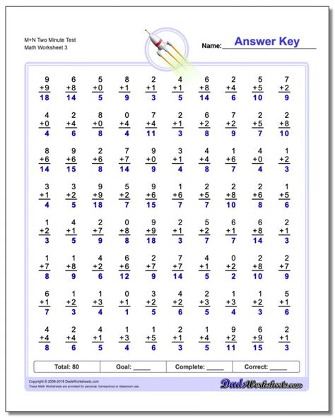 printable  grade timed math worksheets math worksheets printable