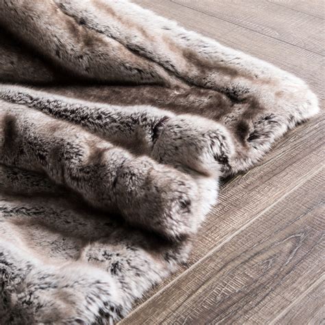 luxury faux fur throw blanket super soft oversized thick warm afghan reversible  bordered