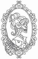 Cameo Embroidery Skeleton Patterns Halloween Skull Choose Board Coloring Pages sketch template