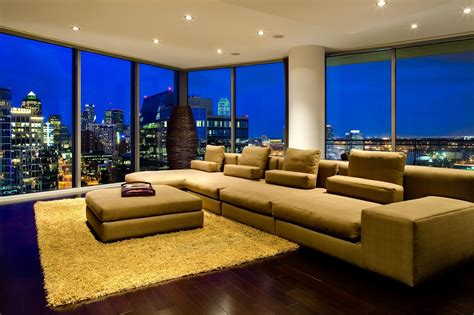 highrise luxury condo living room design ideas city view penthouse