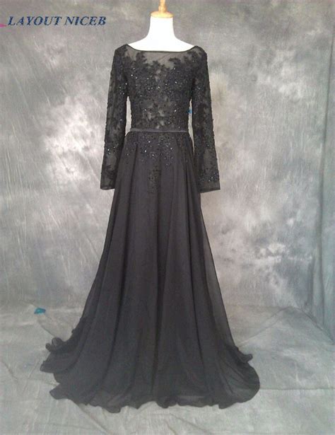 Charming Lace Design Black Evening Dress Open Back See Through Long