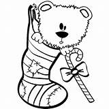 Coloring Bear Sock Pages Christmas Teddy Holidays Family Getcolorings Getdrawings Colorings sketch template