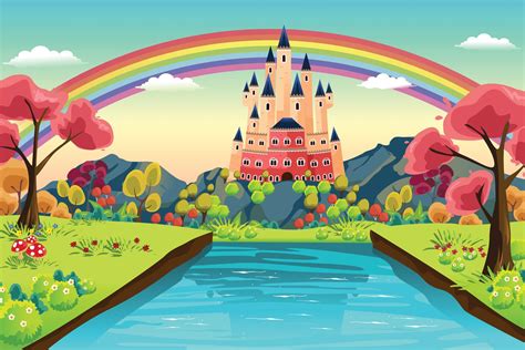 rainbow castle print  wallpaper