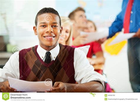 High School African American Teen In Class Stock Image Image Of