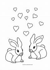 Coloring Bunnies Pages Two Valentines Heart Hearts Cute Valentine Easter Find Clipartqueen sketch template