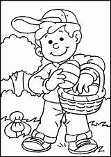 Easter Coloring Pages Boy Egg Hunting Printable Basket Eggs Little Para Happy Kids Pascua Colorear Print Ecoloringpage Disney Imprimir Dibujo sketch template