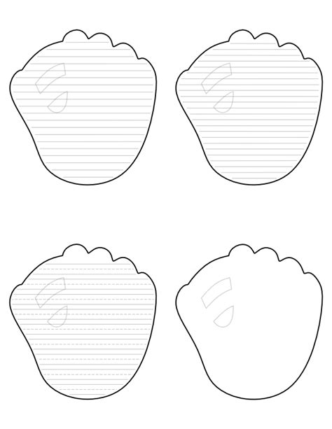 printable baseball mitt shaped writing templates