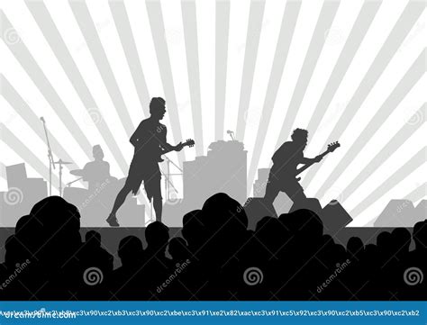 musical group stock vector illustration  crowd guitarist