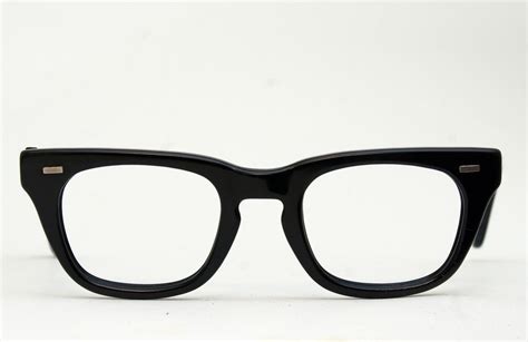 vintage 60s black horn rim eyeglasses frame 44 20 small by elksme