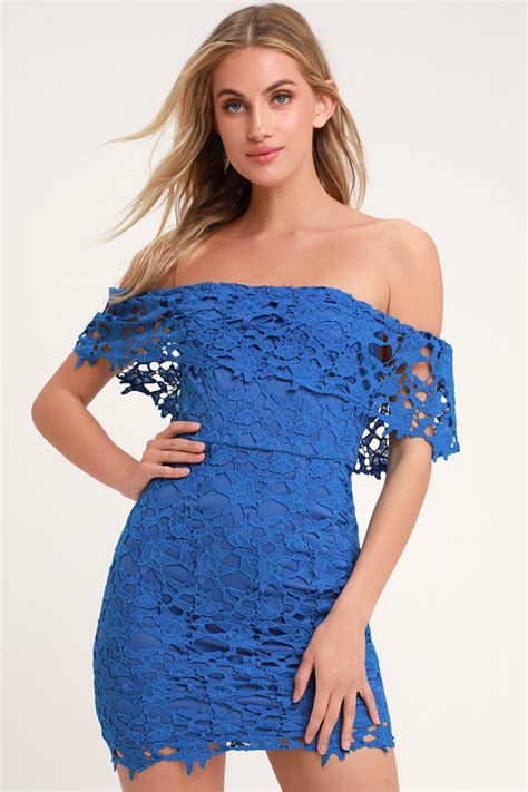 Sexy Blue Lace Dress Crocheted Lace Dress Lace Bodycon Dress Lulus
