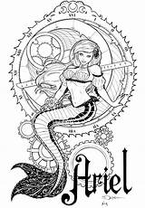 Deviantart Steampunk Ariel Coloring Pages Disney Princess Adult Sorah Inks Mermaid Fairy Colouring Ever Books Book Choose Board Visit Kids sketch template