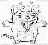 Rat Cartoon Ugly Coloring Outlined Loving Clipart Vector Cory Thoman Royalty Clipartof sketch template