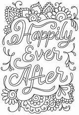 Coloring Ever Happily After Pages Colouring Words Wedding Printable Color Books Kids Choose Board sketch template