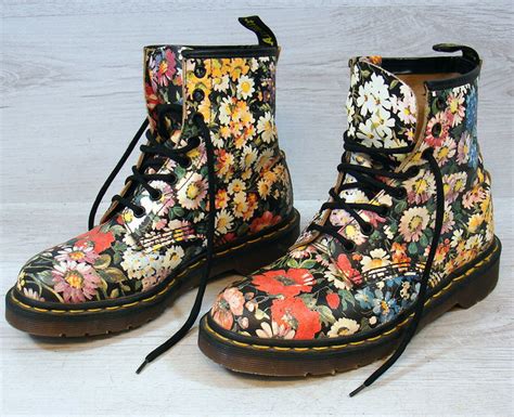 dr martens  floral flower sienna miller leather boots catawiki