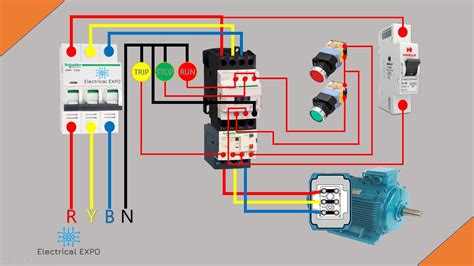 direct  motor starter diagram dol starter electrical expo youtube