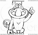 Monkey Proboscis Coloring Outlined Professor Cap Wearing Clipart Cartoon Thoman Cory Vector Designlooter sketch template
