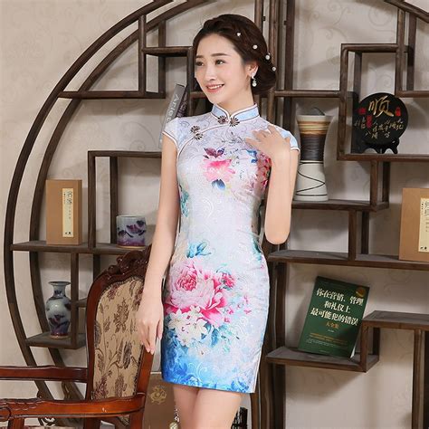 new arrival short sleeve chinese traditional dress stand collar female