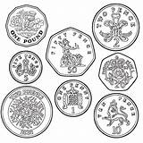 Coin Colouring Money British Coloring Pages Template Stampers Set Ink sketch template