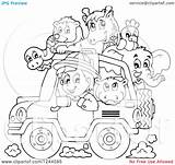Safari Jeep Clipart Animals Coloring Boy Outline Driving Kids Illustration Royalty Visekart Vector Getdrawings Clipground sketch template