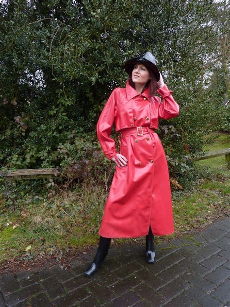 red   colour  passion check   beautiful babe   hot red rubber rainwear