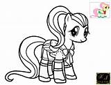 Fluttershy Coloring Pony Pages Little Kj sketch template
