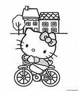 Coloring Kitty Bicycle Hello Riding Pages Printable sketch template