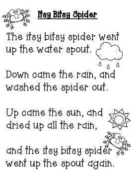 freebie itsy bitsy spider poem  cuckoo  kinder tpt