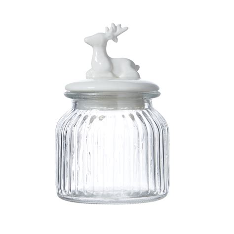 Glass Storage Jars With Deer Lid Tutti Decor Ltd