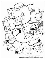 Colorear Petits Cochons Tres Cerditos Trois Cuentos Coloriages Pigs sketch template