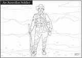 Coloring Ww1 Soldier Australian Pages Drawing sketch template