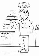 Coloring Chef Pages Printable Drawing Community Helpers Professions Categories sketch template