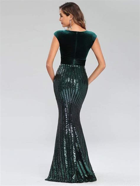 Fashion Mermaid Sequin And Velvet Prom Dresses For Women In 2020
