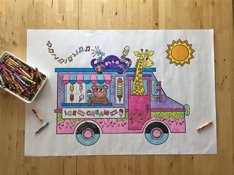 ice cream truck coloring poster ice cream truck engineer prints