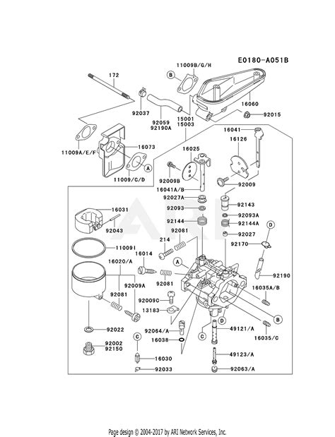 kawasaki fcv cs  stroke engine fcv parts diagram  carburetor