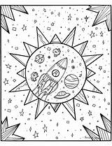 Coloring Space Pages Adults Rocket Galaxy Stress Color Anti Planets Zen Coloriage Colorier Imprimer Stars Interstellar Colouring Mandala Adult Espace sketch template