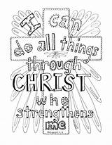Coloring Bible Pages Philippians Verse Sheets Things Do School Christ Through Sunday 13 Religious Kids Printable Color Scripture Verses Cross sketch template