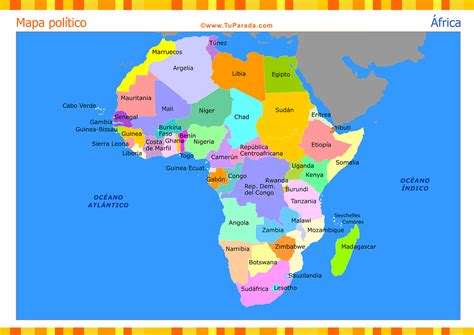 mapa de africa  division politica mapas tarjetas