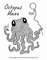 Maze Octopus Printable Kids Coloring sketch template