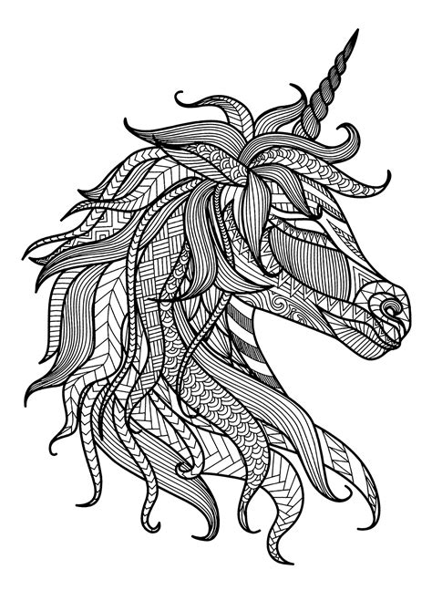 unicorn head unicorns adult coloring pages