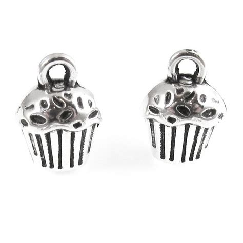 silver cupcake charms metal food dessert charms xmm  pieces silver cupcakes cupcake