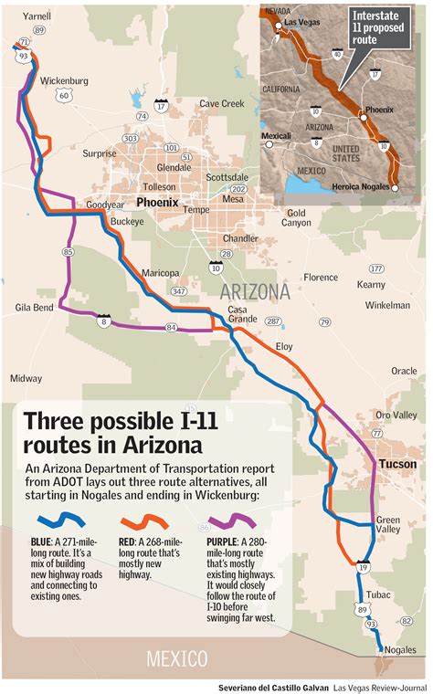 arizona officials study   routes  future   las vegas